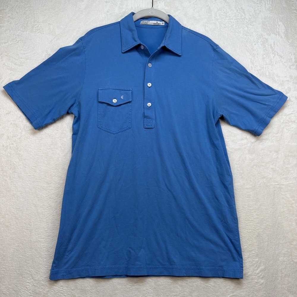 Criquet Players Shirt Polo Mens Medium Blue Pocket Golf Preppy Casual Shirt